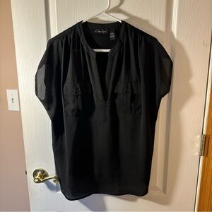 INC Black Short Sleeve Blouse